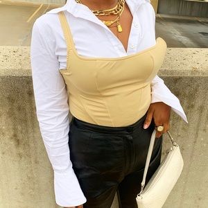 2 for 1 white button down & corset combo